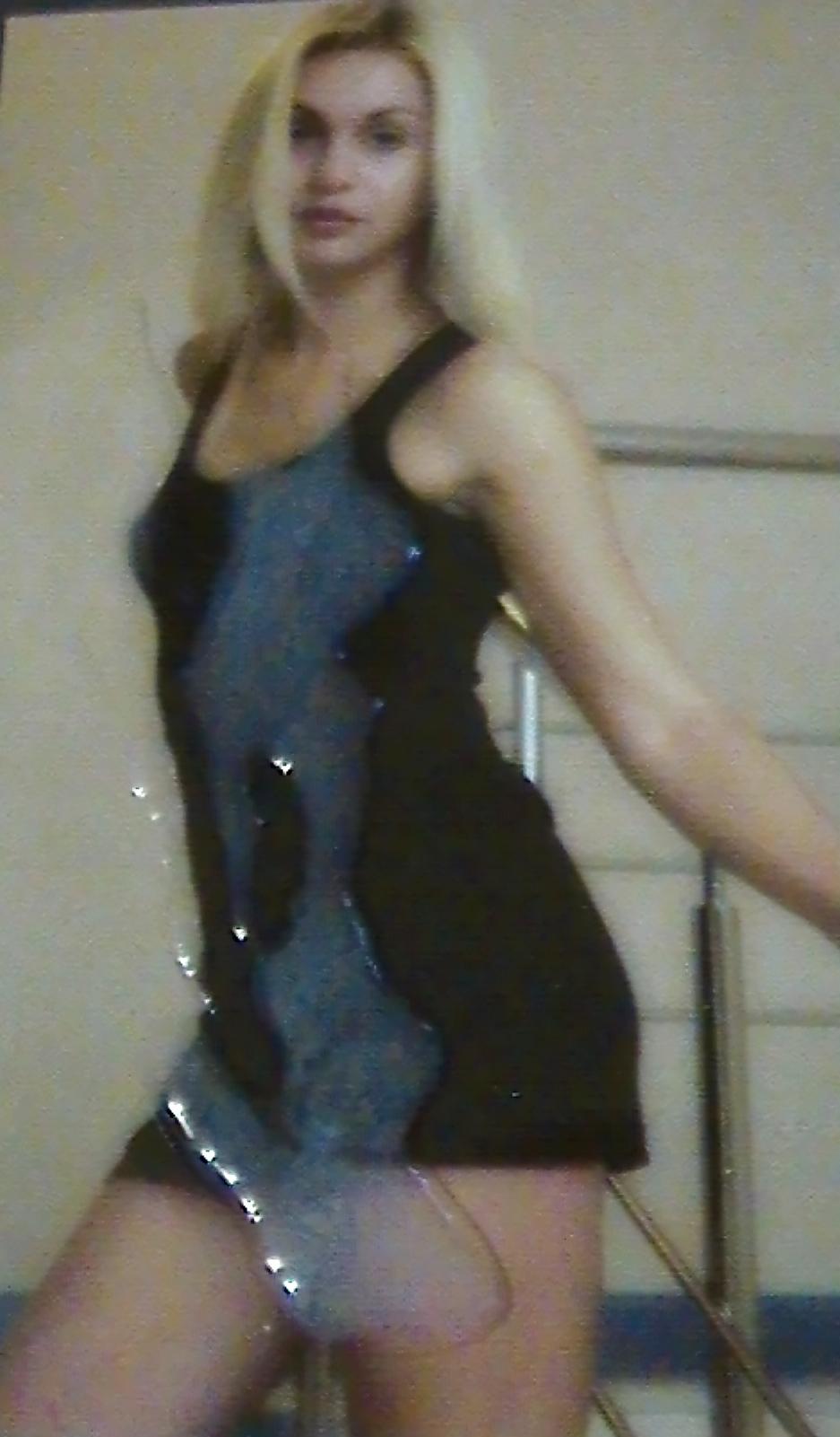 25P Cum on girlfriend blonde in black dress
