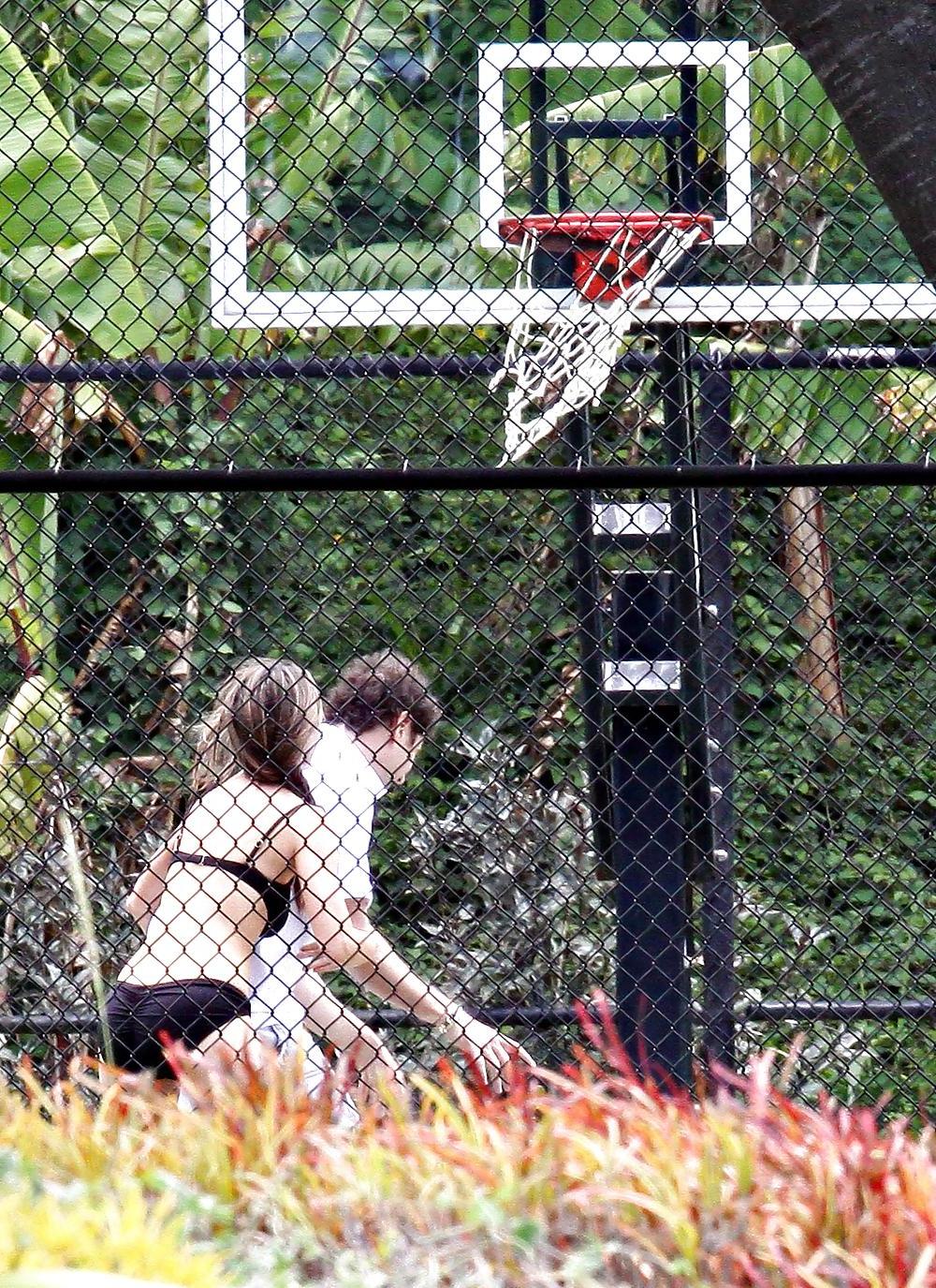 12P Jennifer Love Hewitt Playing Basketball in a Brown Bikini