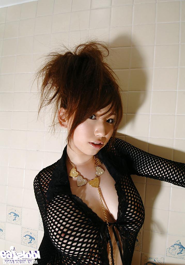 14P Hot asian babe on high heels Ai Sayama stripping and spreading her legs