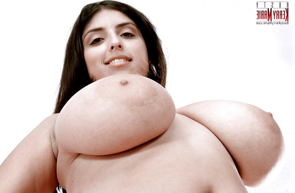 16P Chubby Latina Kerry Marie bares huge MILF tits before spreading hairy pussy