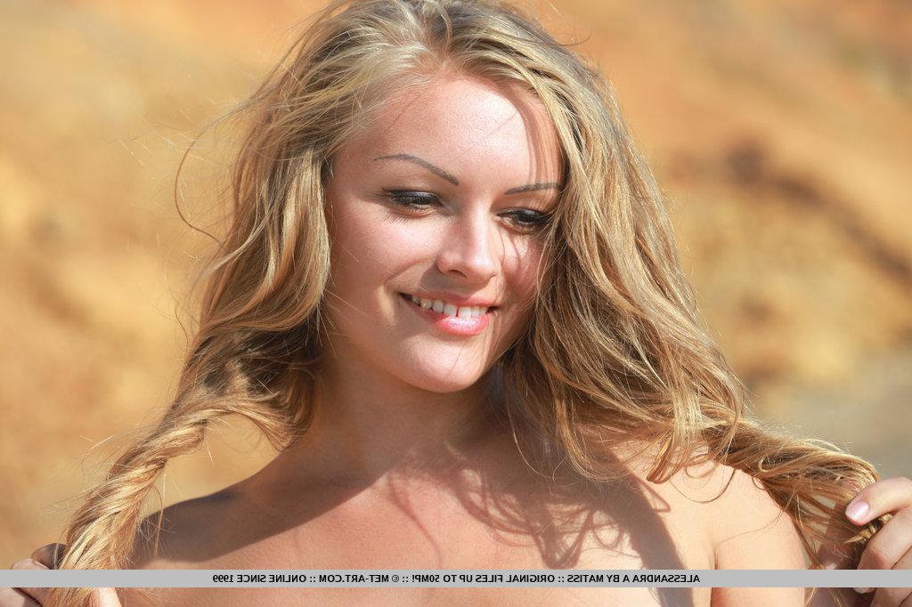 18P Teen glamour model Alessandra A stripping off bikini on beach in sunglasses