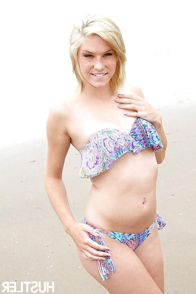 16P Beach babe Ella Woods strips off her bikini to go fully nude
