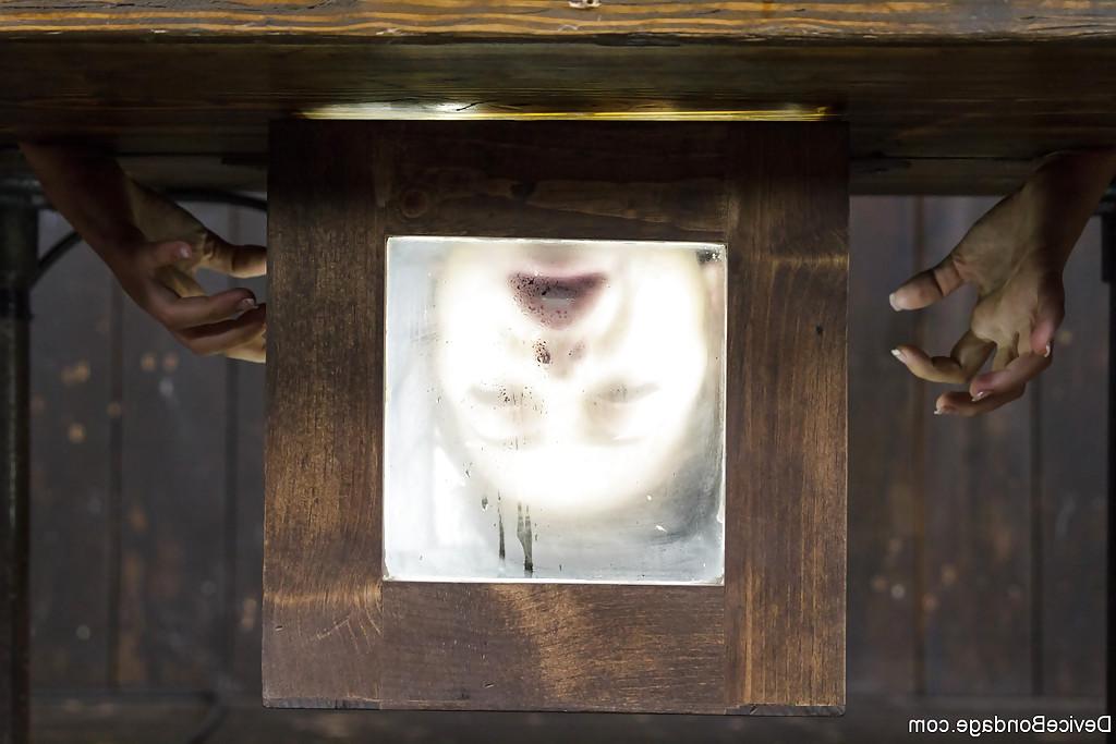 16P Busty fetish model Adriana Chechik hung upside down with face in box