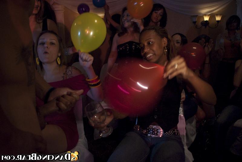 16P Seductive babes frolic at the house party with malestripper