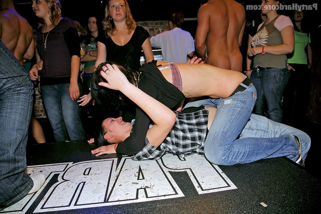 16P Lusty amateur gals going wild and stripping at the club party