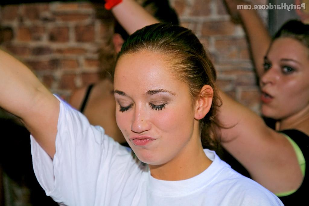 16P Lusty amateur gals going wild and stripping at the club party