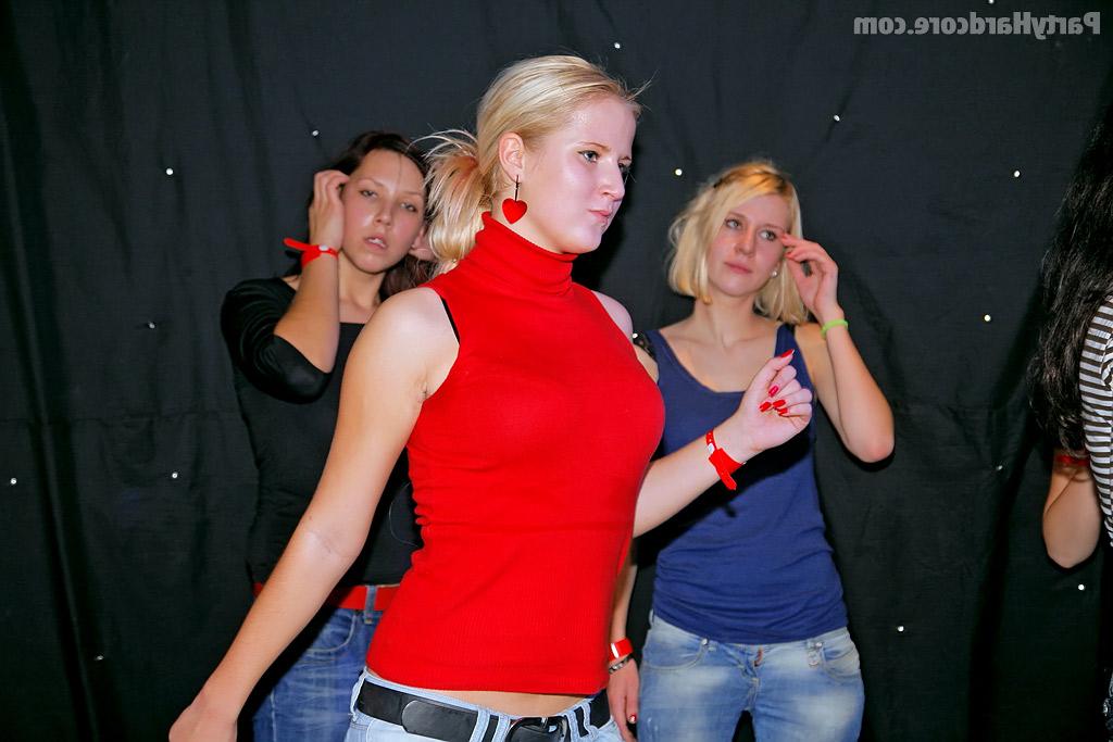 16P Lusty amateur gals going wild and stripping at the club party
