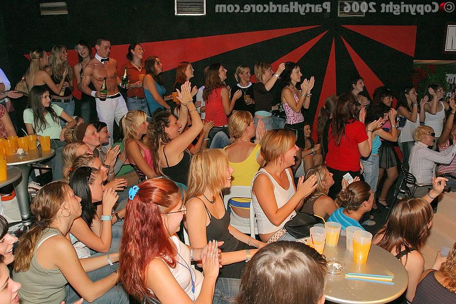 16P Lascivious amateur lassies going dirty at the party with male strippers