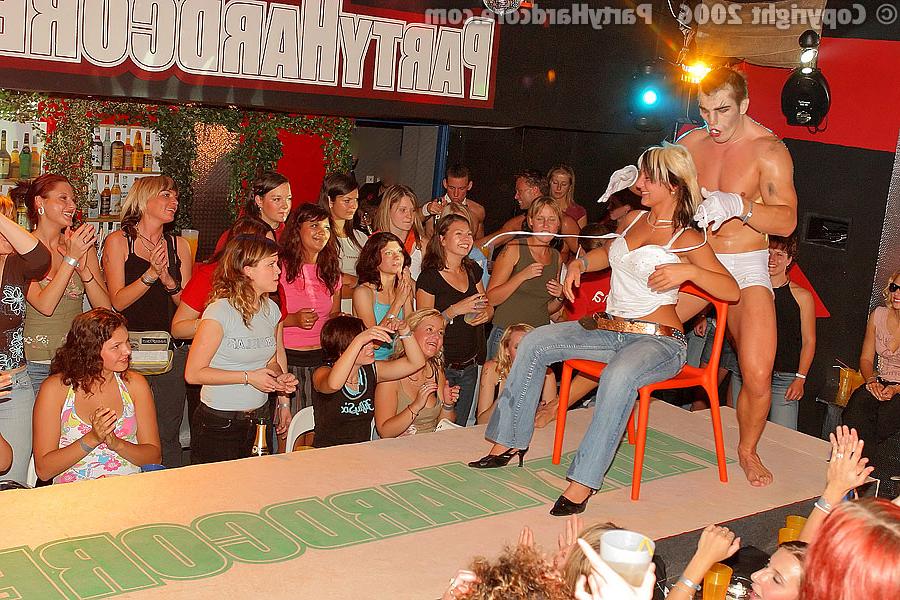 16P Lascivious amateur lassies going dirty at the party with male strippers
