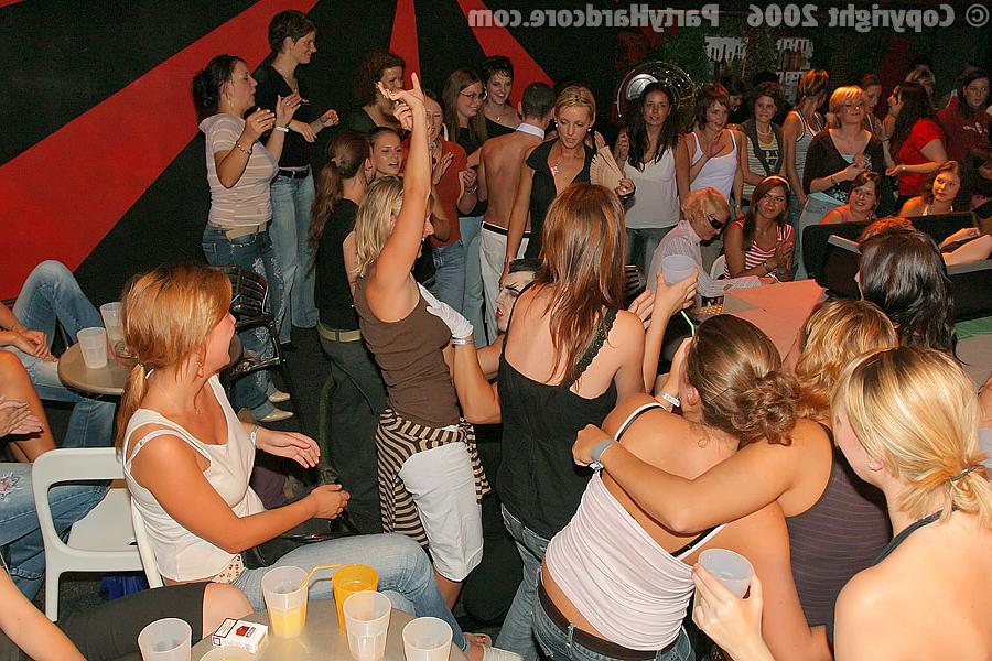 16P Lascivious amateur lassies going dirty at the party with male strippers