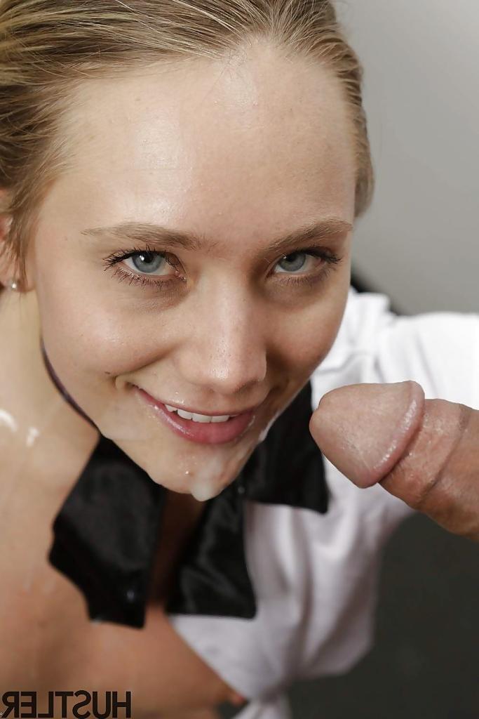 16P Young blonde AJ Applegate taking cumshot on face after riding cock