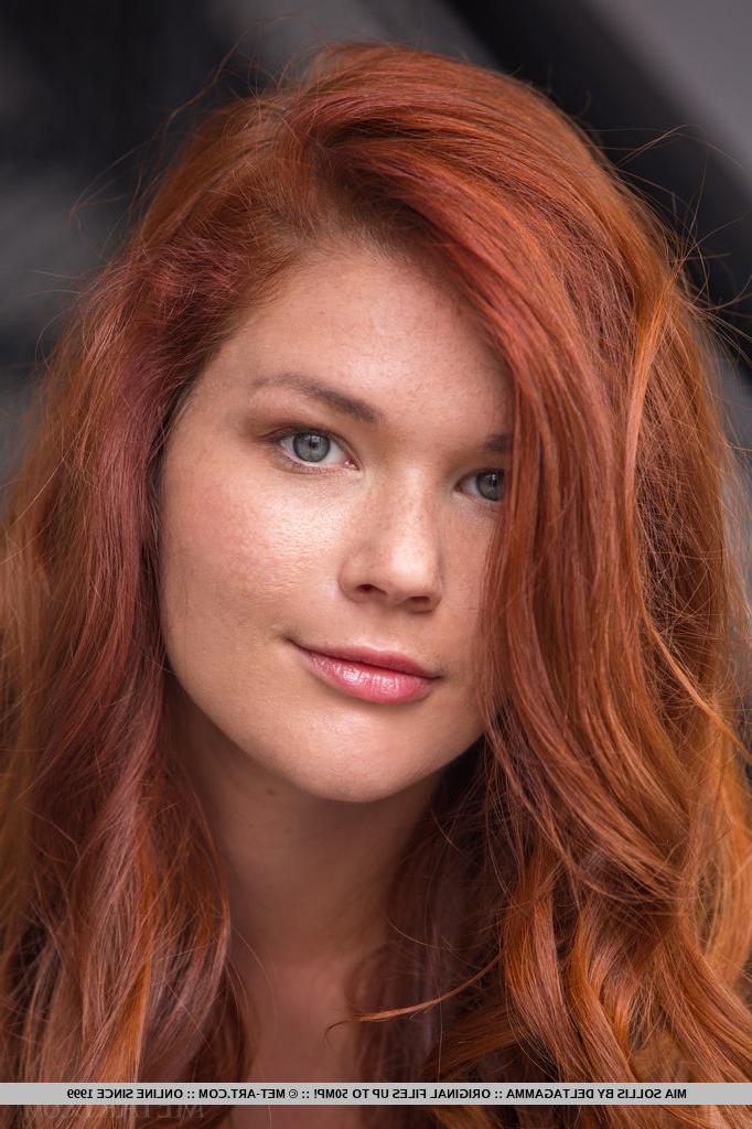 18P Redheaded babe Mia Sollis flaunting perky teen boobs for glamour photos