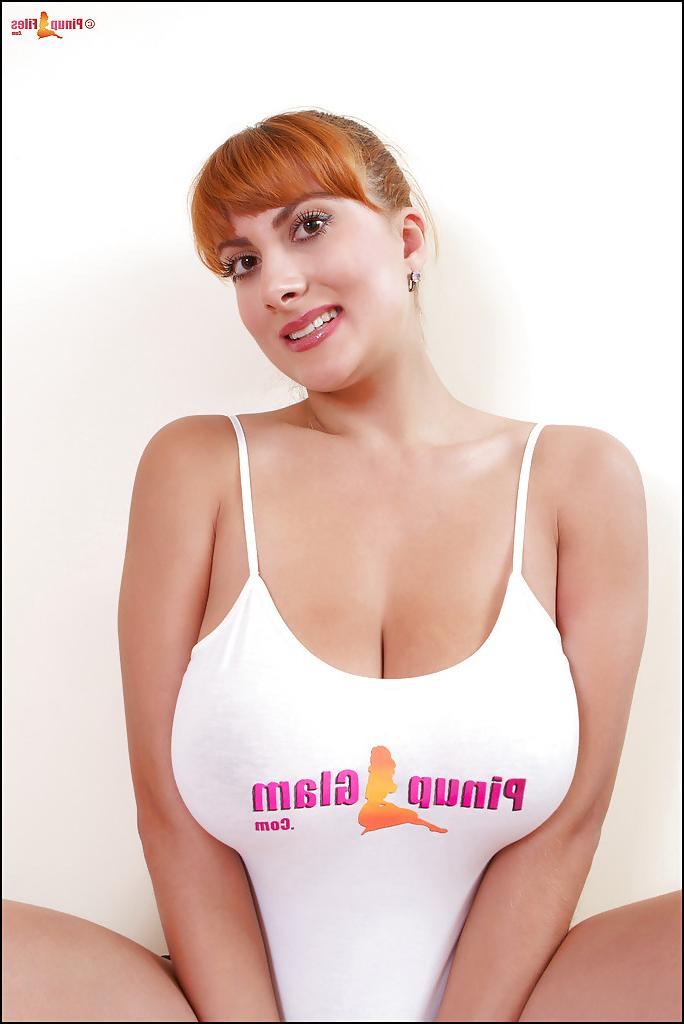 16P Chesty redhead babe Valory Fleur getting her big tits wet in shower