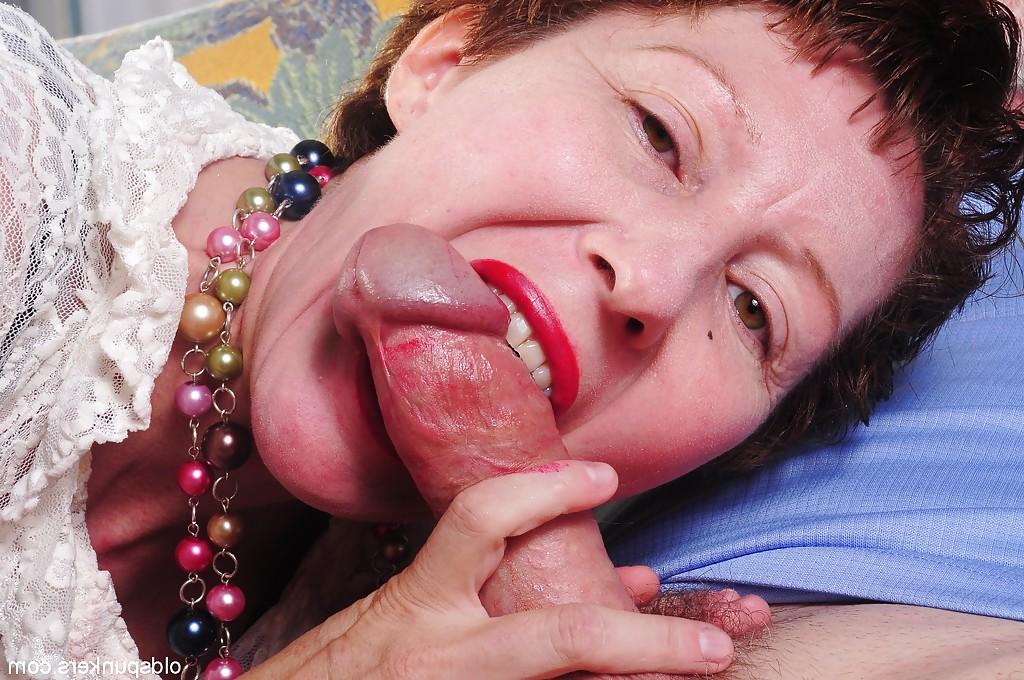 16P Curly-haired model granny Dalny gets a nice pink dick in mouth