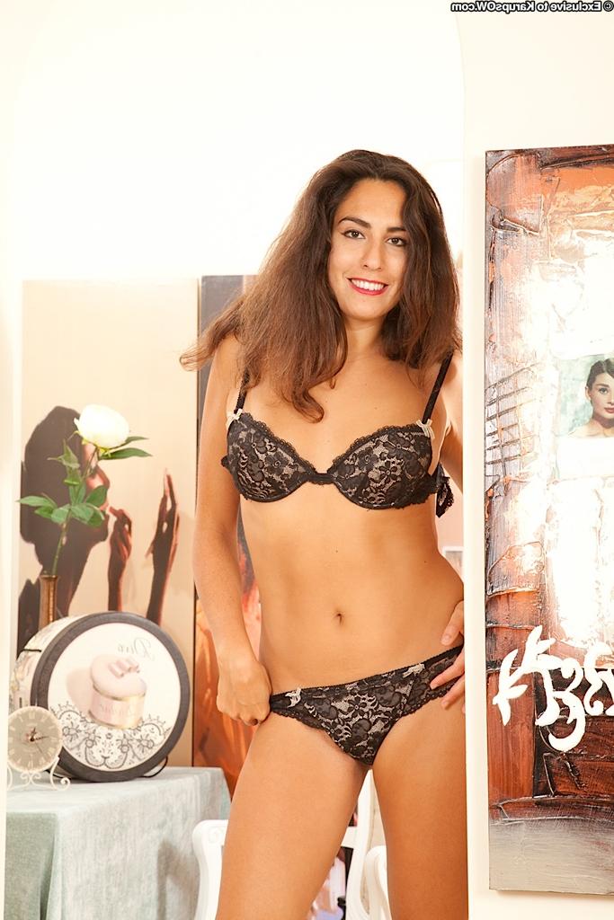 16P MILF Liz removing bra and panty set to flaunt hairy cooter in high heels