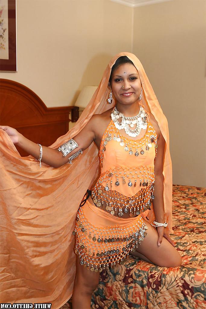 16P Naughty indian lady on high heels uncovering her tits and pussy