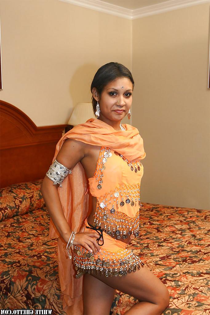 16P Naughty indian lady on high heels uncovering her tits and pussy