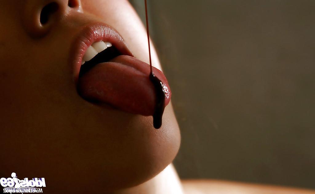 16P Sexy asian babe with big tits Seiko Yamaguchi is into solo foodplay