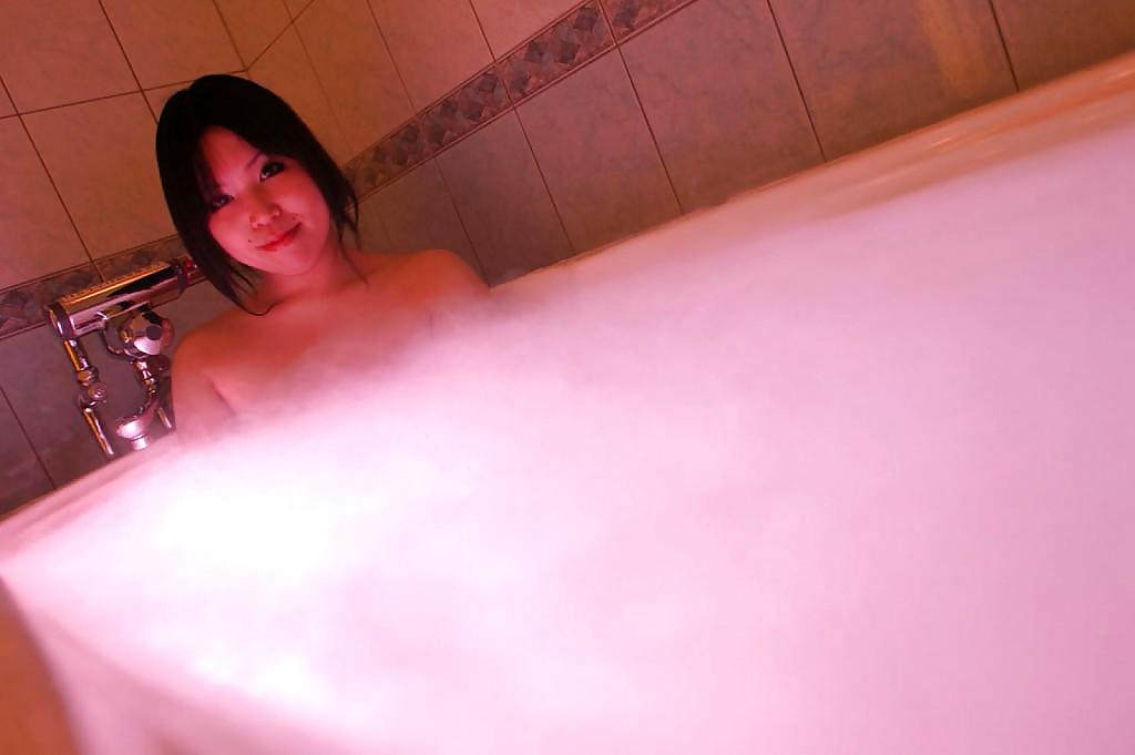 16P Fuckable asian babe with small titties Fumika Murase taking bath
