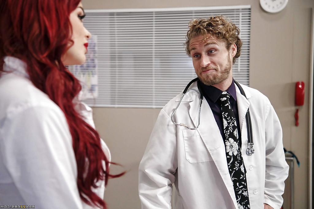 16P Freckle faced redhead nurse Skyla Novea sucking off fellow doctor in exam room