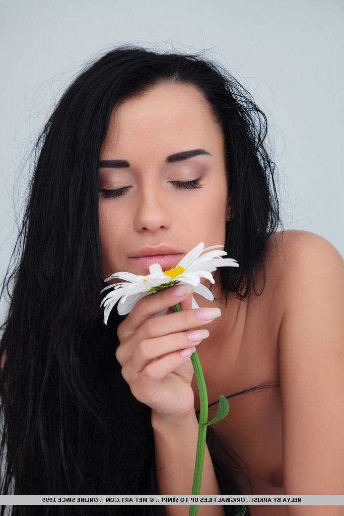 18P Dark haired virgin Candice B flaunts flat chest and smooth cunt after bath