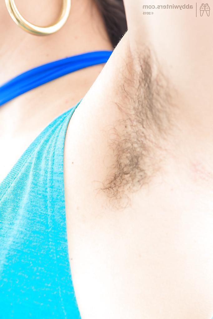 16P Hairy brunette amateur Sabina M showing off furry underarms and bush