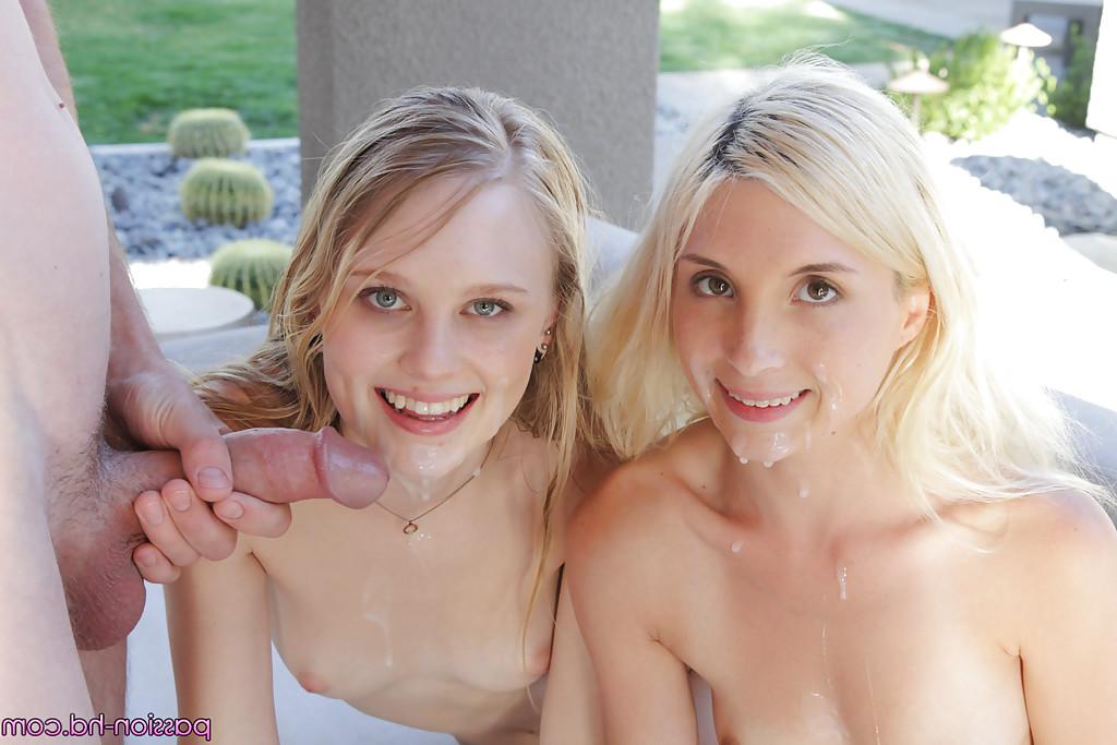 16P Petite teens Lily Rader and Piper Perri take facial cumshot during 3some