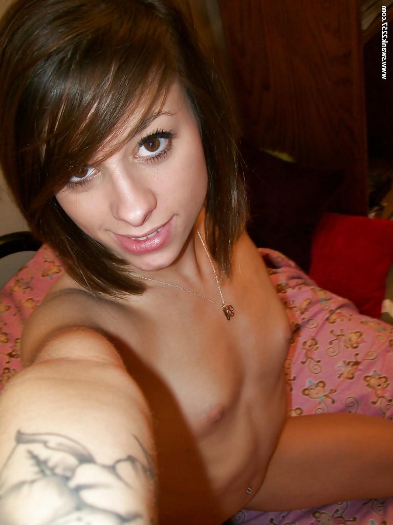 16P Slippy girl with tiny tits Riley Jensen undressing and picturing herself
