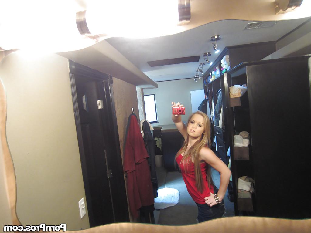 16P Cute blonde babe with big tits Madison undressing her lingerie