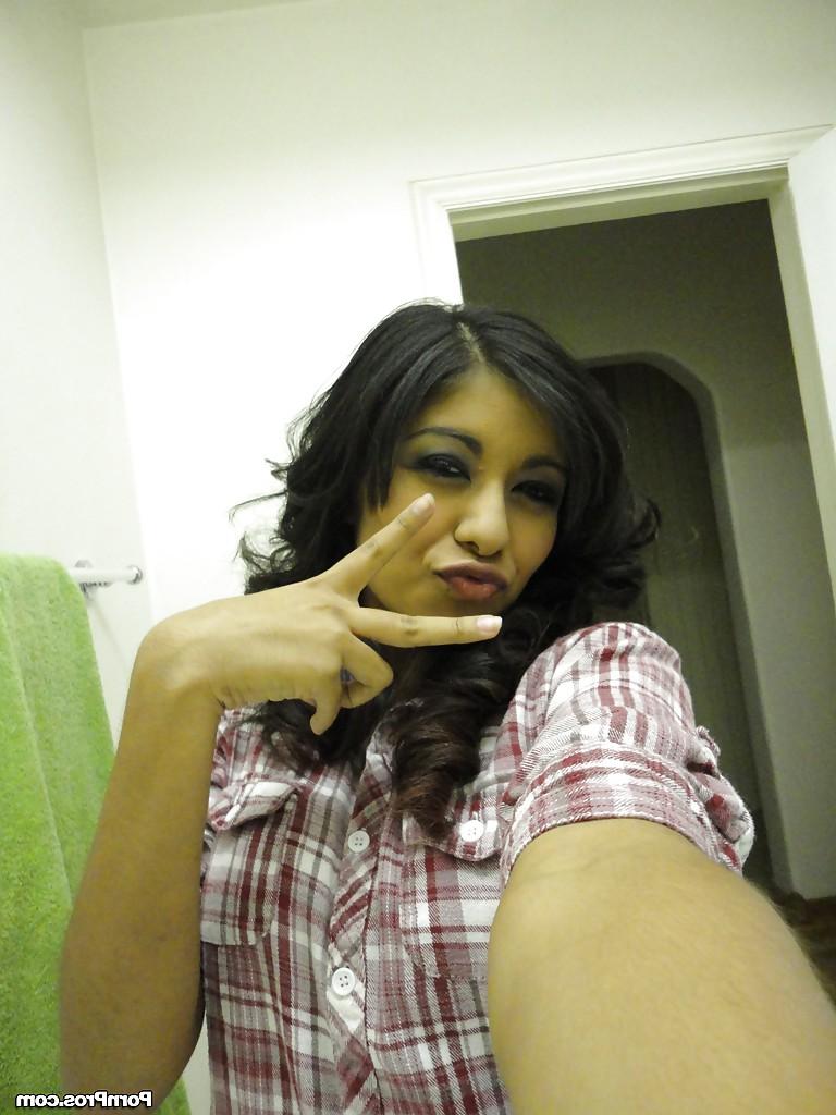 16P Busty Latina teen Ruby Reyes spreading her tight pussy after shower