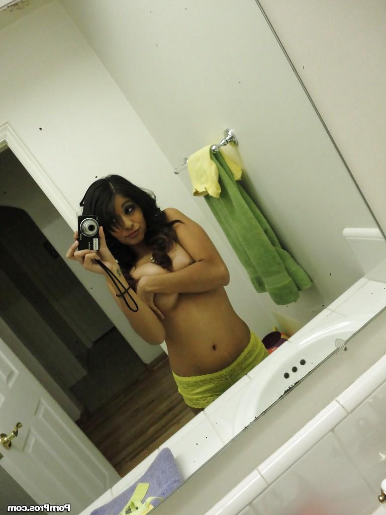 16P Busty Latina teen Ruby Reyes spreading her tight pussy after shower