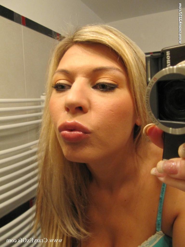 16P Blonde girlfriend with tiny tits Kristi Lust stripping and picturing herself