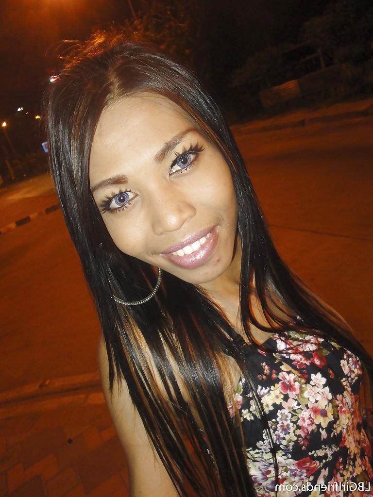16P Cute teen Thai tranny Sara spreading her legs and playing with her cock
