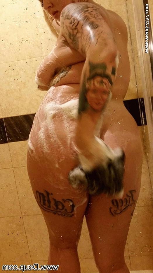 15P Taking a shower tattooed fatty Brianna Rose plays with her sexy flesh