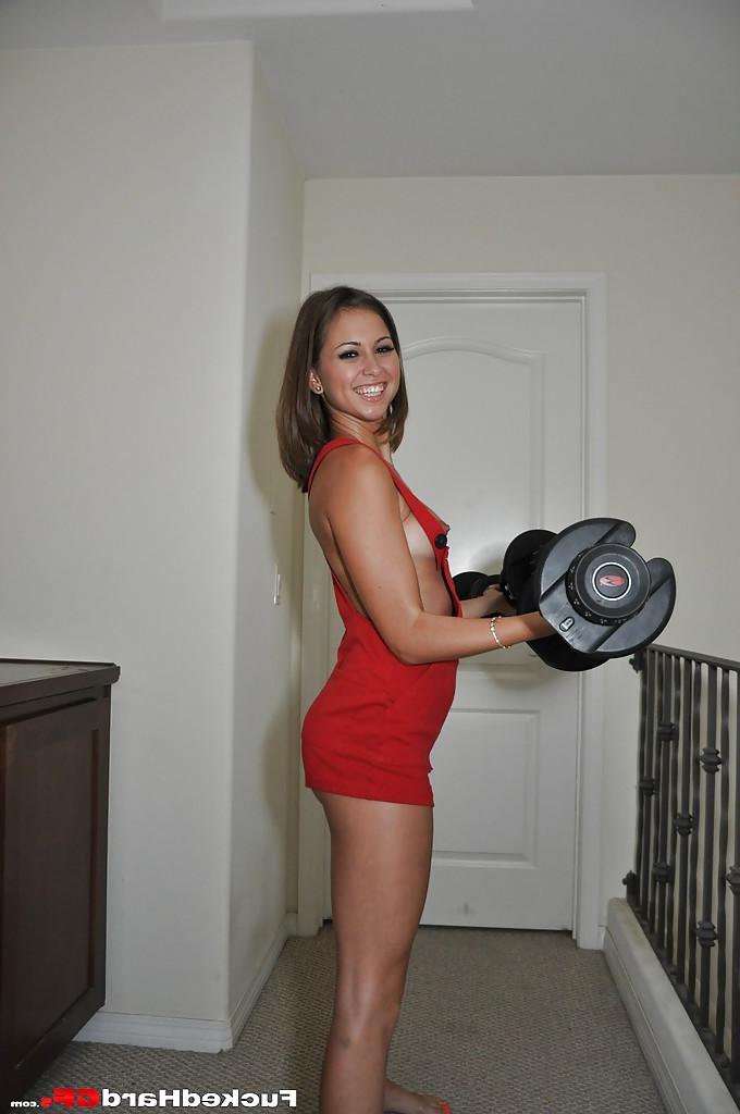 16P Spirited teen amateur Riley plays with weights and strokes her pussy