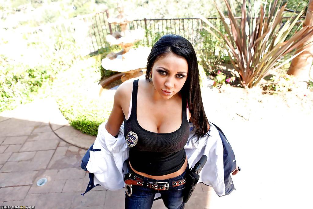 16P Hot Audrey Bitoni with big tits in police uniform has hardcore sex
