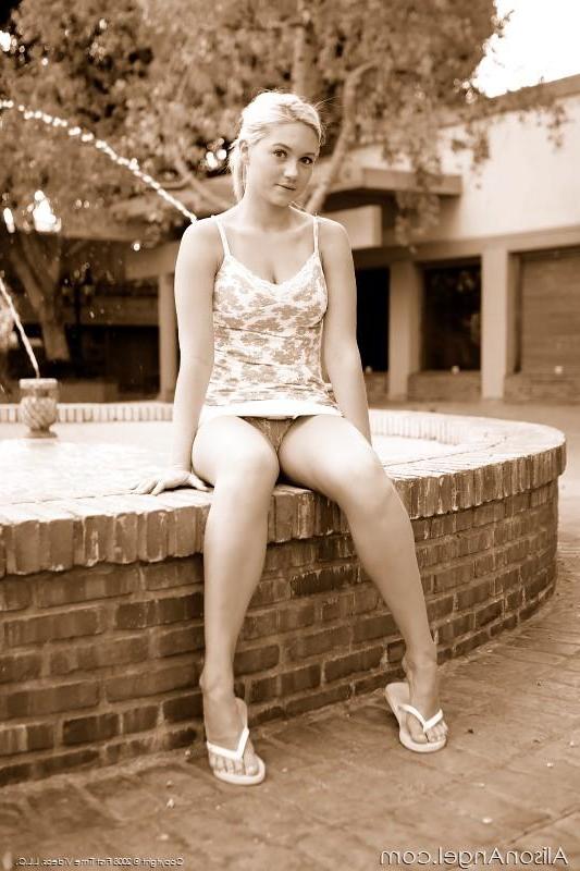 16P Pictures of teen porn girl Alison Angel showing you what's up her skirt