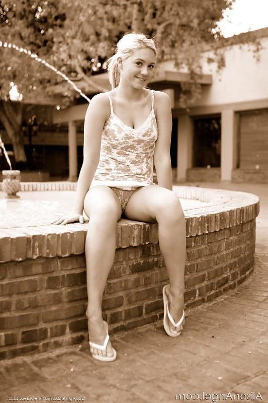 16P Pictures of teen porn girl Alison Angel showing you what's up her skirt