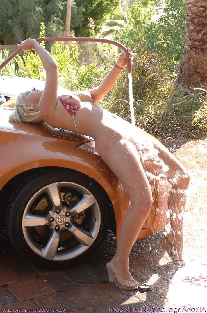 19P Pictures of Alison Angel and Lia 19 washing their cars in bikinis