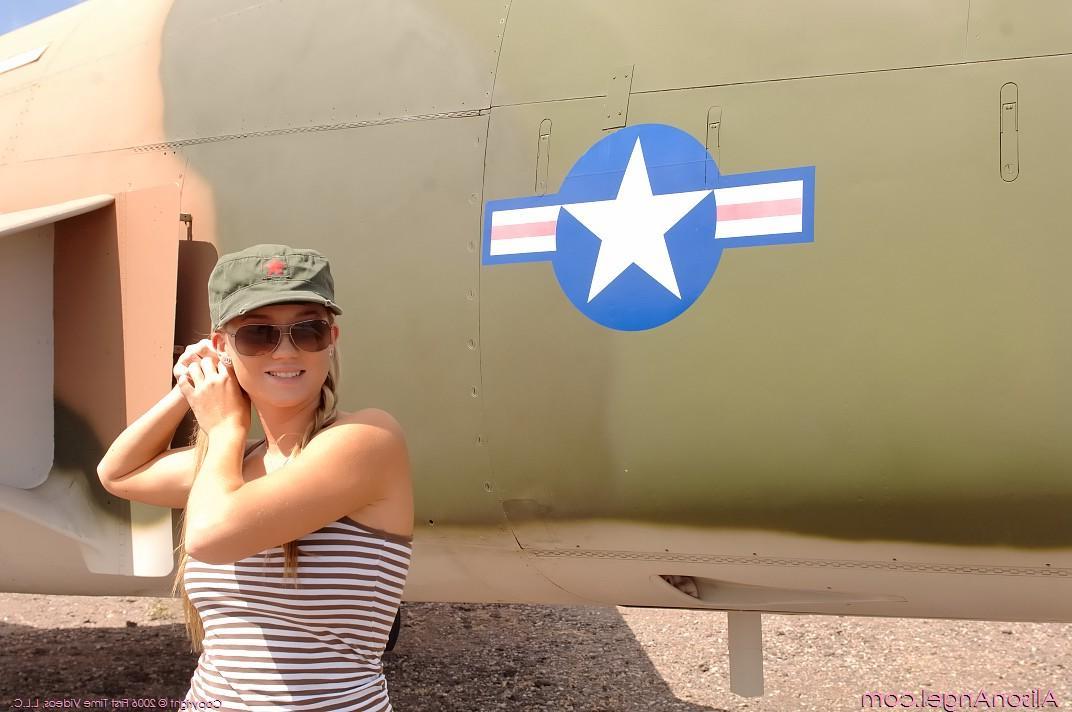 20P Pictures of Alison Angel flashing on an air force base
