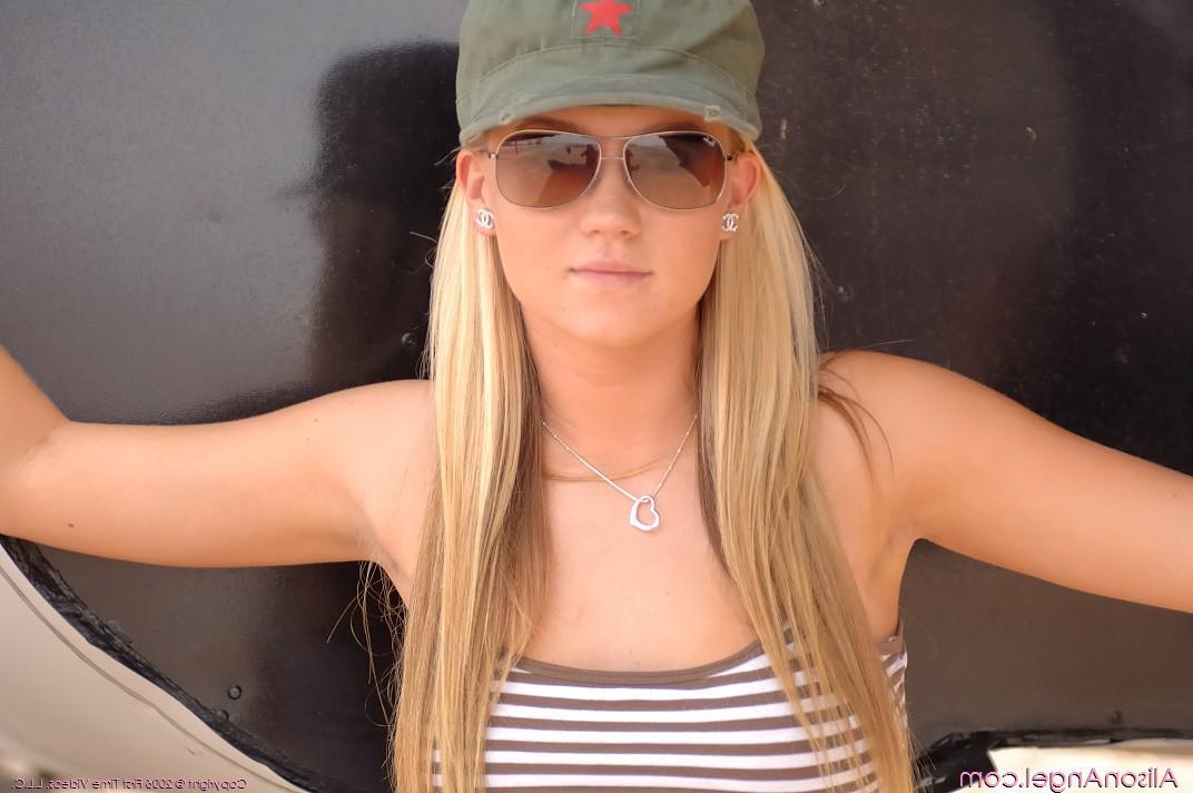 20P Pictures of Alison Angel flashing on an air force base