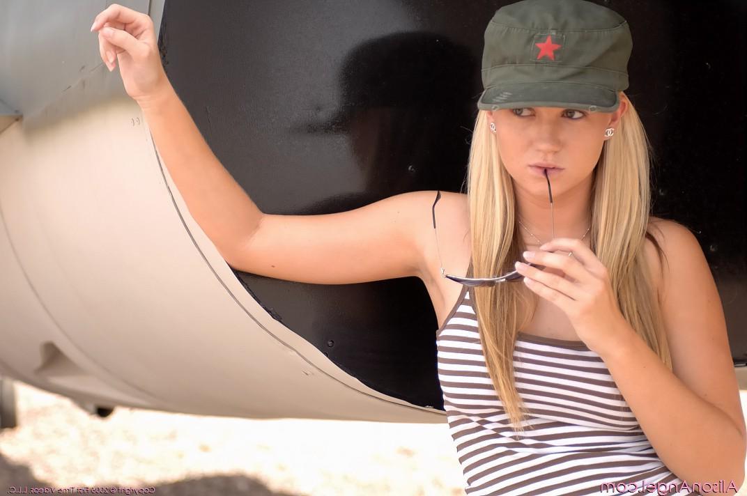 20P Pictures of Alison Angel flashing on an air force base