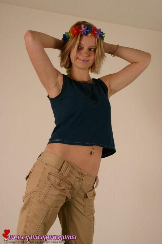 18P Amy strips to bra and panties