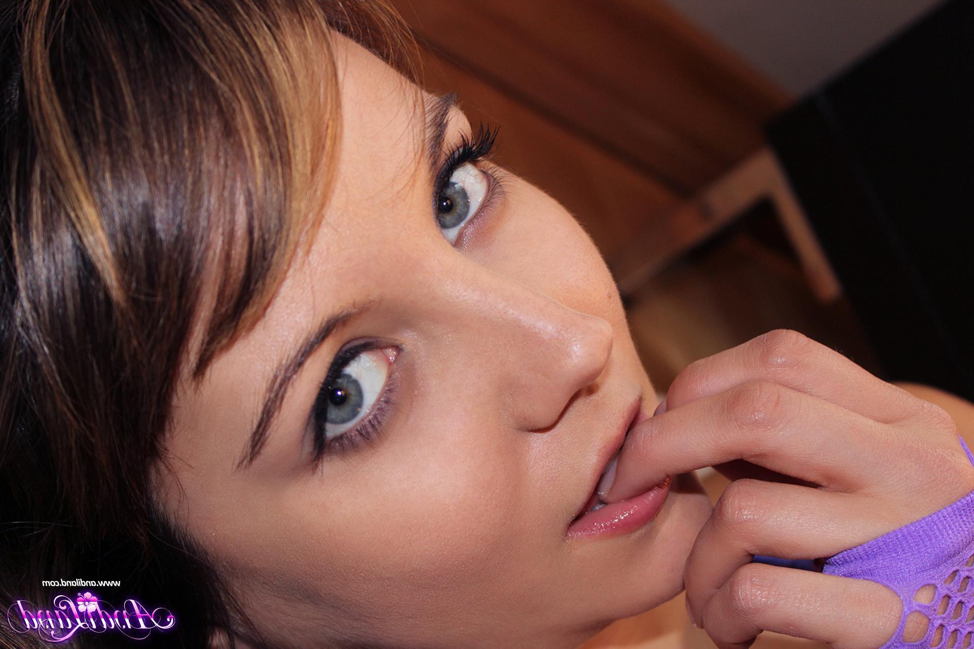15P Teen hottie Andi Land slides down her panties in the living room