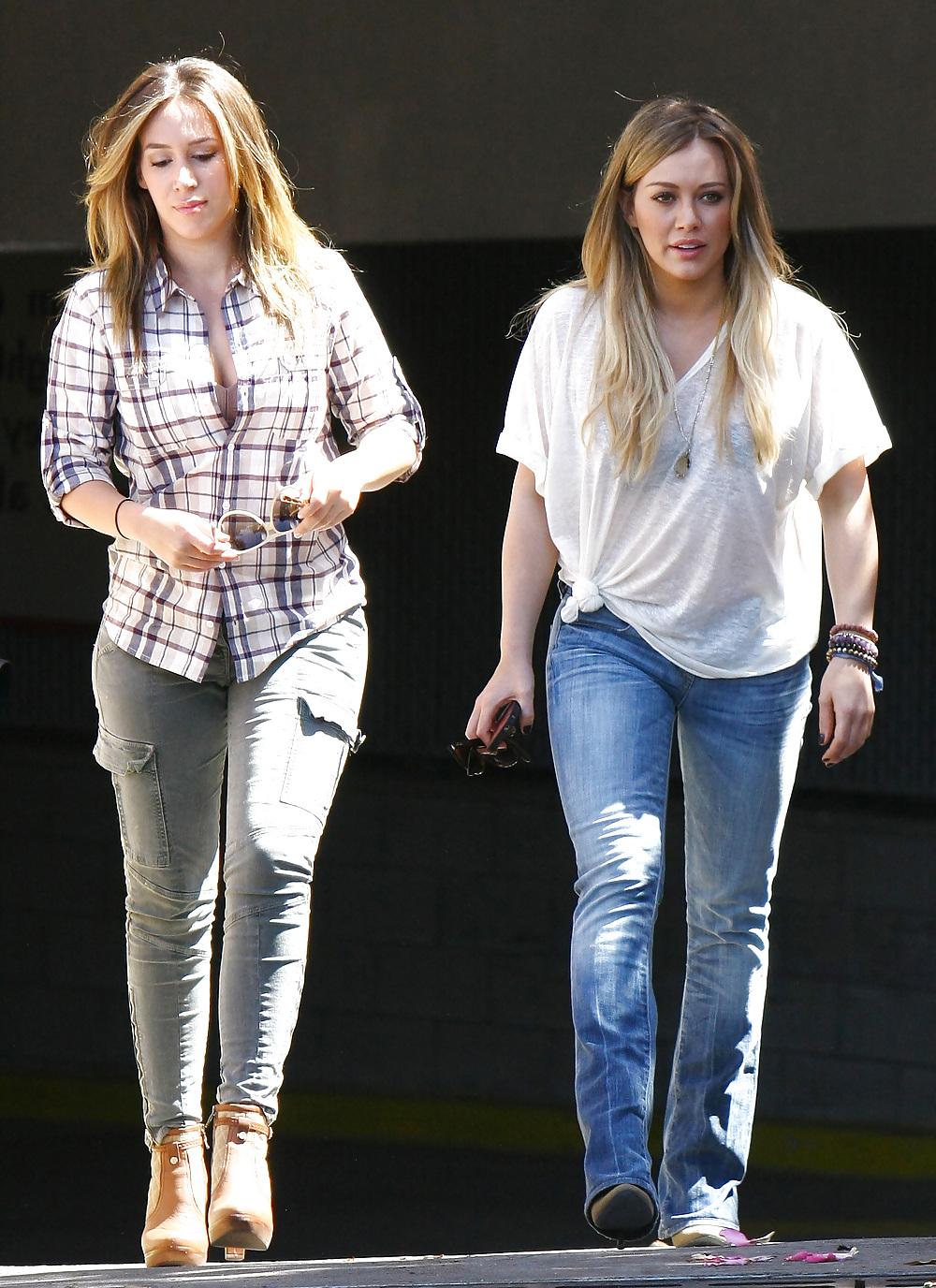 22P Hilary Duff see thru to bra out & about with Haylie in LA