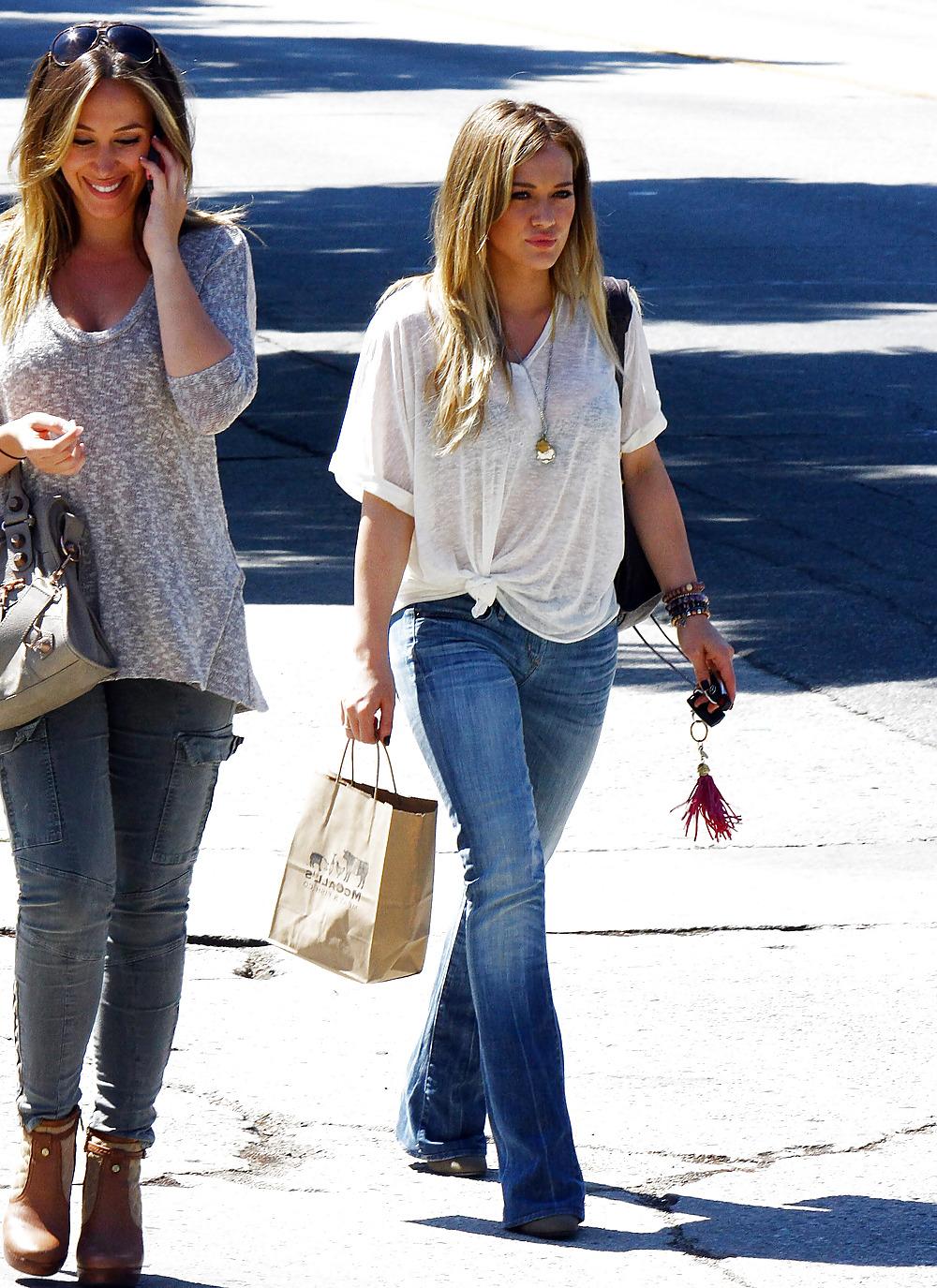 22P Hilary Duff see thru to bra out & about with Haylie in LA