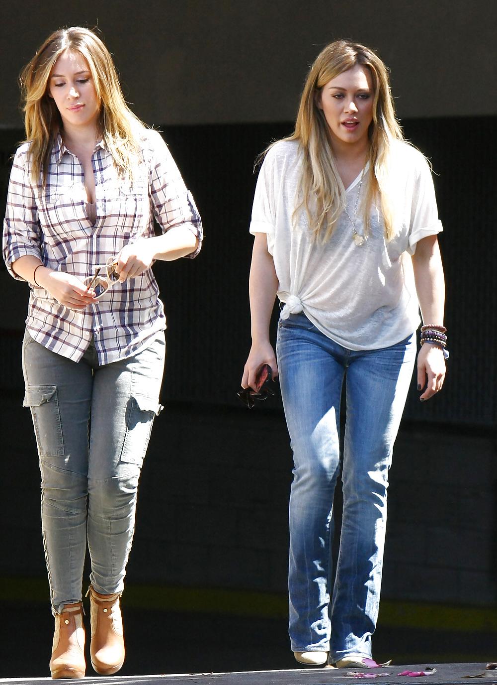 22P Hilary Duff see thru to bra out & about with Haylie in LA
