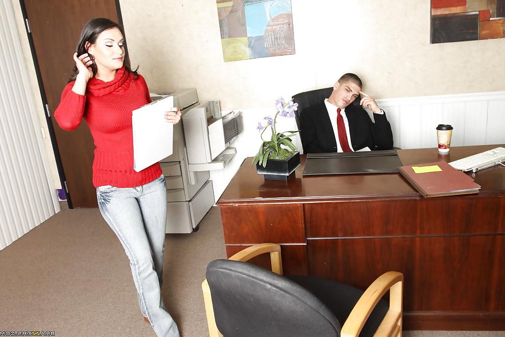15P Horny Charley Chase with big tits is getting fucked in the office