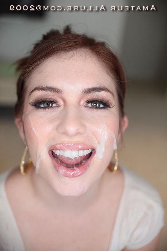 16P Pictures of Ashlyn Rae sucking cock and getting a facial