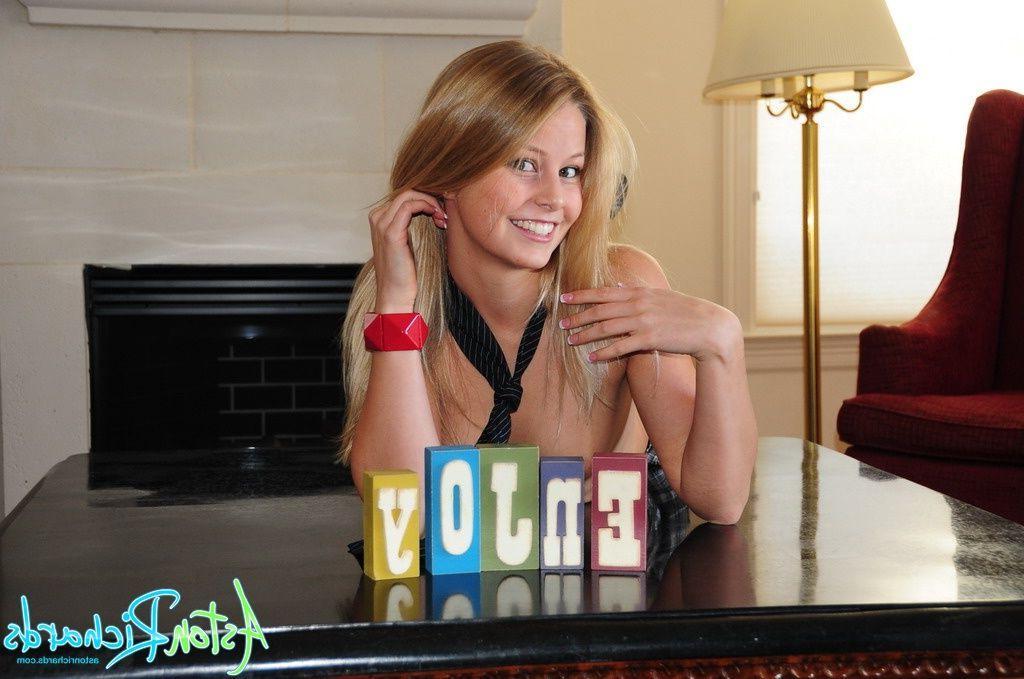20P Pictures of Aston Richards being a naughty girl on the table
